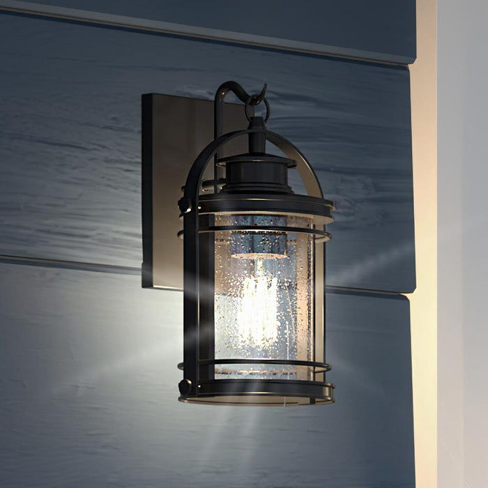 UQL1430 Nautical Outdoor Wall Light, 11.5"H x 6.75"W, Black Silk Finish, Cannes Collection