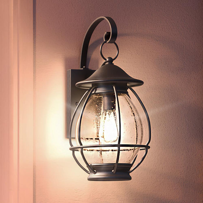 UQL1471 Craftsman Outdoor Wall Light, 21.5"H x 10.5"W, Black Sand Finish, Hammond Collection