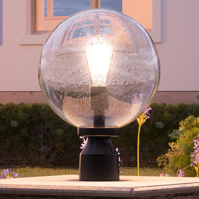 UQL1514 Contemporary Outdoor Post/Pier Light, 14.25"H x 10.25"W, Ash Black Finish, Clifton Collection
