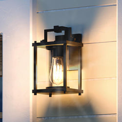 A beautiful UQL1523 Mid-Century Modern Outdoor Wall Lamp, 10.5"H x 5.75"W, Matte Black Finish from the Alhambra Collection by Urban Amb