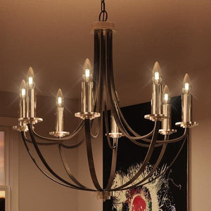 A beautiful Urban Ambiance UQL2011 Mid-Century Modern Chandelier, 30"H x 30"W, Black Silk Finish, Marseille Collection in a room with a painting on