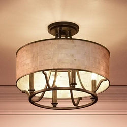 An Urban Ambiance ceiling light fixture with a UQL2050 Moroccan Semi-Flush Ceiling Light, 11.5"H x 15.75"W, Bronze Finish from the Chicago Collection and a