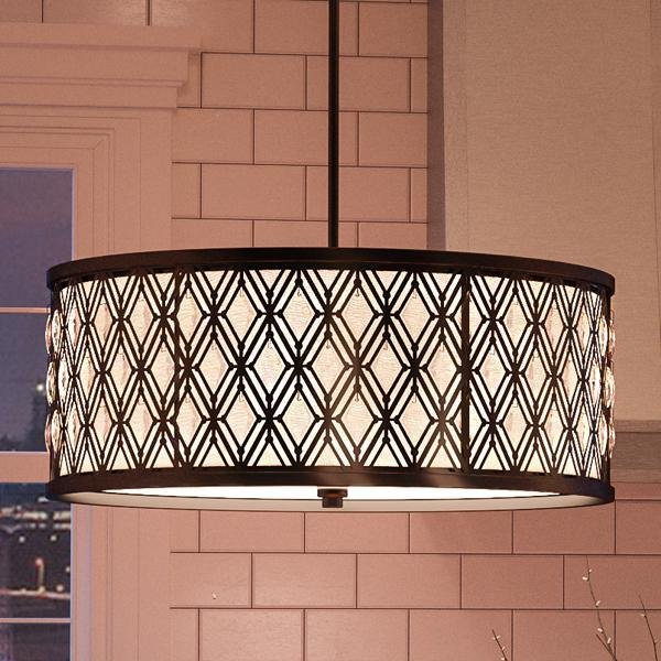 UQL2090 Art Deco Chandelier, 9"H x 22"W, Black Silk Finish, Pisa Collection