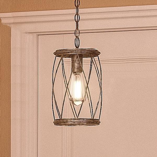 UQL2264 French Country Country Pendant Light, 11.25"H x 6.5"W, Silver Leaf Finish, York Collection