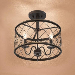 A unique French Country Semi-Flush Ceiling Light from the York Collection by Urban Ambiance with three beautiful lights in it.