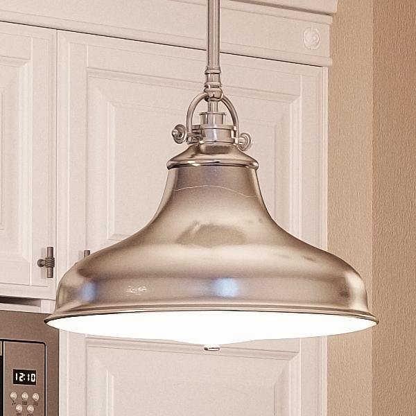 UQL2286 Industrial Hanging Pendant Light, 11.5"H x 13.5"W, Brushed Nickel Finish, Sonoma Collection