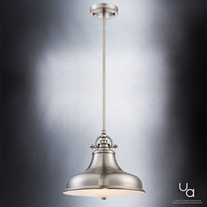 A luxury UQL2286 Industrial Hanging Pendant Lighting fixture from the Sonoma Collection by Urban Ambiance, with a brushed nickel finish.