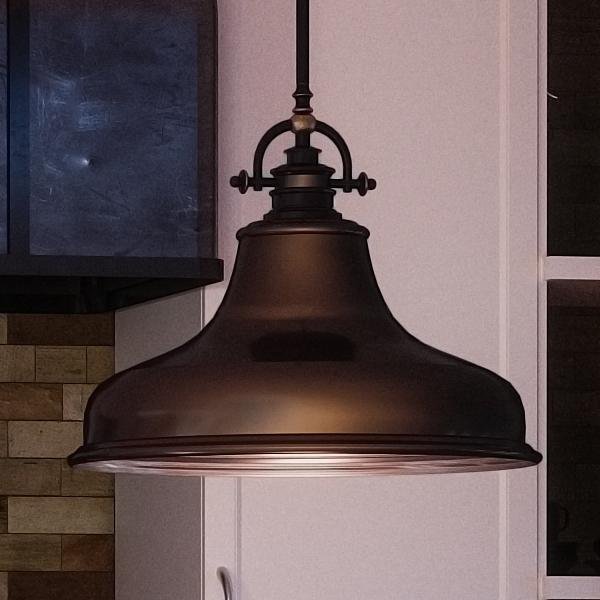 UQL2288 Industrial Pendant Light, 11.5"H x 13.5"W, Parisian Bronze Finish, Sonoma Collection