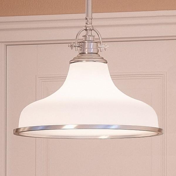 UQL2333 Industrial Pendant, 11.5"H x 13.5"W, Brushed Nickel Finish, Pasadena Collection