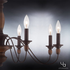 An Urban Ambiance UQL2351 Americana Chandelier with a beautiful Rustic Bronze Finish, Raleigh Collection.