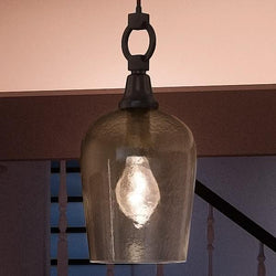 A luxury UQL2390 Old World World Hanging Pendant Light, 18.5"H x 9.25"W, Estate Bronze Finish, Santiago Collection by Urban Ambiance with a beautiful
