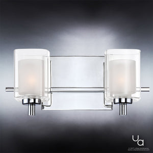 An Urban Ambiance bathroom lighting fixture with unique frosted glass shades.
