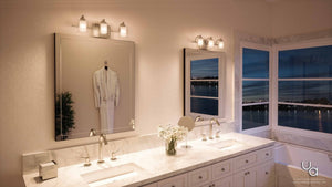 An Urban Ambiance bathroom with gorgeous lighting fixtures.