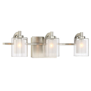 Three luxury UQL2403 lighting fixtures for modern bathrooms with clear glass shades.