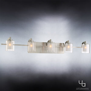 Four beautiful and unique UQL2406 Modern Bathroom Vanity Lights with glass shades from the Urban Ambiance Napa Collection.