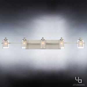 An Urban Ambiance luxury lighting fixture from the Napa Collection with five beautiful glass shades.