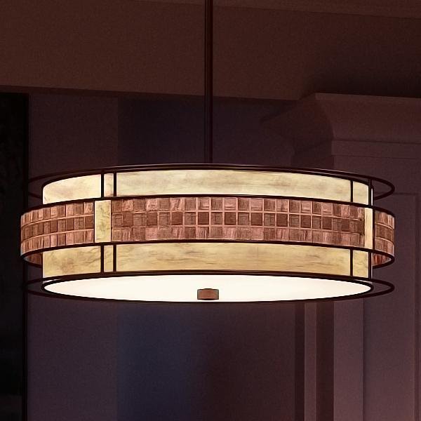 UQL2430 Art Deco Deco Chandelier, 5.5"H x 22"W, Copper Revival Finish, Genoa Collection