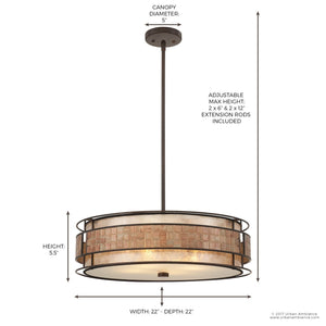 A luxurious UQL2430 Art Deco Chandelier with a gorgeous drum shade, perfect as a lighting fixture in the Genoa Collection by Urban Ambiance.