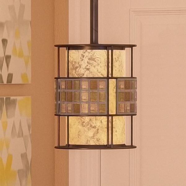 UQL2433 Art Deco Deco Hanging Pendant Light, 8.5"H x 6"W, Copper Revival Finish, Genoa Collection
