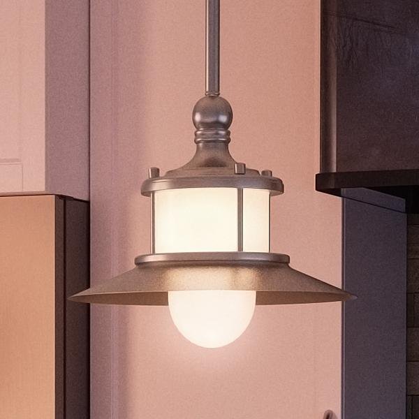 UQL2531 Nautical Indoor Pendant Light, 8"H x 9.5"W, Brushed Nickel Finish, Nantucket Collection