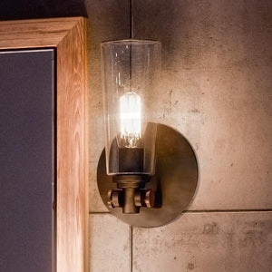 A beautiful Vintage Bath / Wall Light with a unique glass shade, part of the Granada Collection and featuring an Estate Bronze Finish.