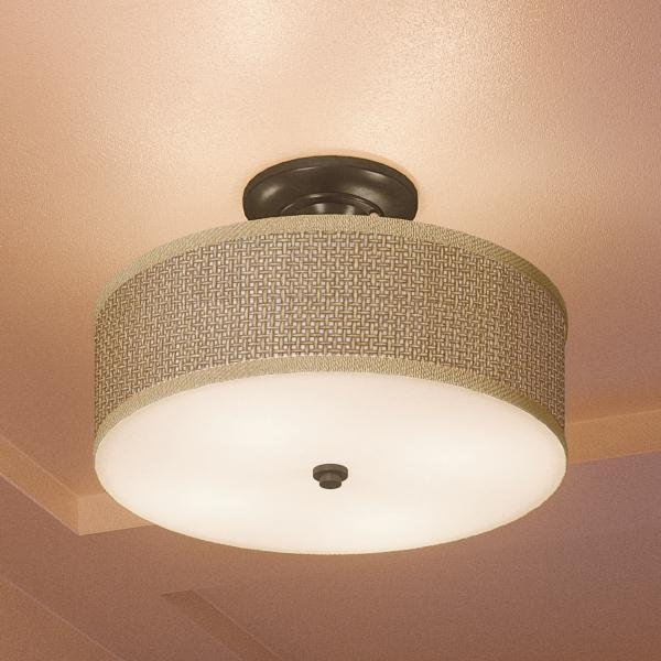 UQL2742 Transitional SemiFlush Ceiling Light, 12.5"H x 17"W, Black Silk Finish, Shanghai Collection
