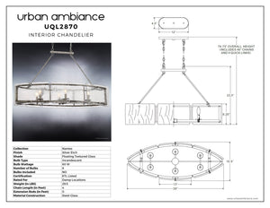 A drawing of the UQL2870 Industrial Chandelier, a luxury lighting fixture.