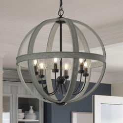 A beautiful UQL3261 Minimalist Chandelier by Urban Ambiance hanging in a dining room.