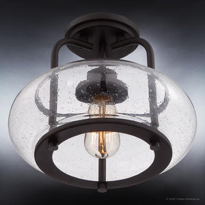 The UQL3281 Utilitarian Ceiling Light, part of Urban Ambiance's Clearwater Collection, features a 10