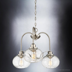 Gorgeous lighting fixture: Three UQL3350 Utilitarian Chandelier, 16.5