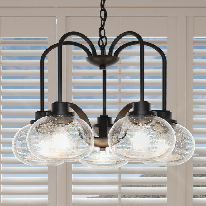 UQL3361 Utilitarian Chandelier, 19"H x 26.1"W, Black Bronze Finish, Clearwater Collection