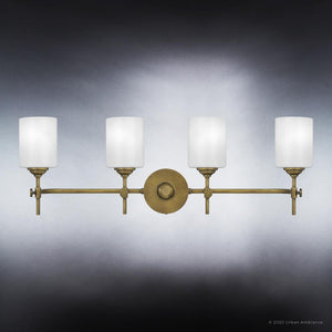 A unique mid-century modern lighting fixture: UQL3490 Mid-Century Modern Bath Vanity Light with frosted glass shades, 10