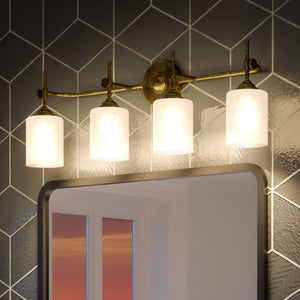 A unique bathroom with a mirror and an Urban Ambiance UQL3490 Mid-Century Modern Bath Vanity Light, 10