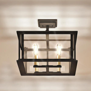 A unique and beautiful Urban Ambiance UQL3531 Transitional Ceiling Light with three lights in it, 12.25"H x 14"W, Natural Black Finish, Portsmouth Collection.