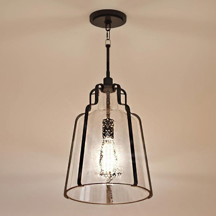 UQL3600 Luxe Industrial Pendant Light, 16.75"H x 12.5"W, Antique Black Finish, Yakima Collection