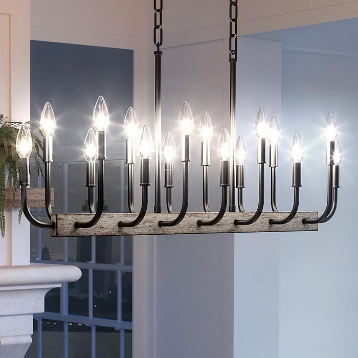 UQL3630 Modern Farmhouse Chandelier, 13"H x 39"W, Matte Black Finish, Redding Collection