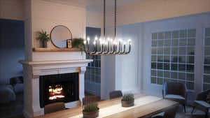 A luxurious dining room with a gorgeous lighting fixture - the UQL3630 Modern Farmhouse Chandelier, 13
