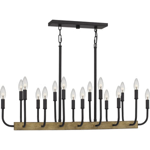 A beautiful and unique lighting fixture, the Urban Ambiance UQL3630 Modern Farmhouse Chandelier features a matte black finish and wood candle holders in the Redding Collection.