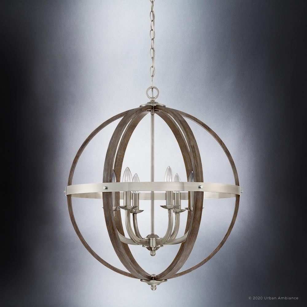 UQL3852 Old World Chandelier 28.5''H x 24.75''W, Brushed Nickel Finish, Blackburn Collection UQL3852 Old World Chandelier 28.5''H x 24.75''W, Brushed Nickel Finish, Blackburn Collection
