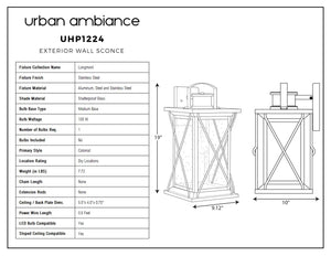 Urban Ambiance - UHP1224 Colonial Outdoor Wall Light, 19