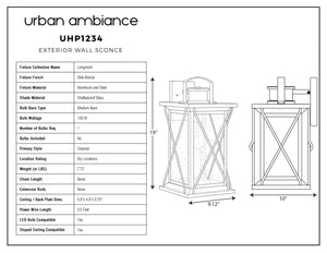 Urban Ambiance - UHP1234 Colonial Outdoor Wall Light, 19