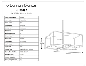 Urban Ambiance - UHP3122 Minimalist Chandelier, 12.875