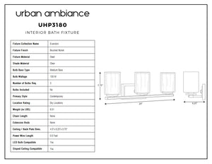 Urban Ambiance - UHP3180 Contemporary Bath Vanity Light, a beautiful and luxurious lighting fixture.