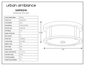 A luxurious lighting fixture, the UHP3210 Contemporary Ceiling Light from the Evanston Collection by Urban Ambiance, features a brushed nickel finish and dimensions of 5.25