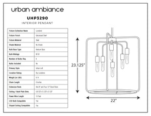 A unique and gorgeous pendant lamp, the UHP3290 Urban Loft Pendant Light showcases dimensions of 23.125
