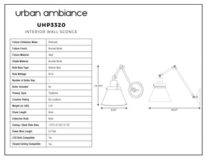 Urban Ambiance - UHP3320 Traditional Wall Light, 14.375