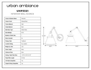 Urban Ambiance - UHP3321 Traditional Wall Light, 14.375
