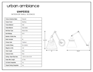Urban Ambiance - UHP3332 Traditional Wall Light, 14.375