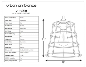 A unique lighting fixture diagram of an Urban Ambiance UHP3421 Urban Loft Pendant Light, 11