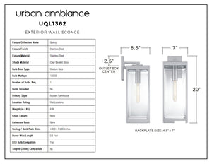 Urban Ambiance UQL1362 Modern Farmhouse Outdoor Wall Light, 20